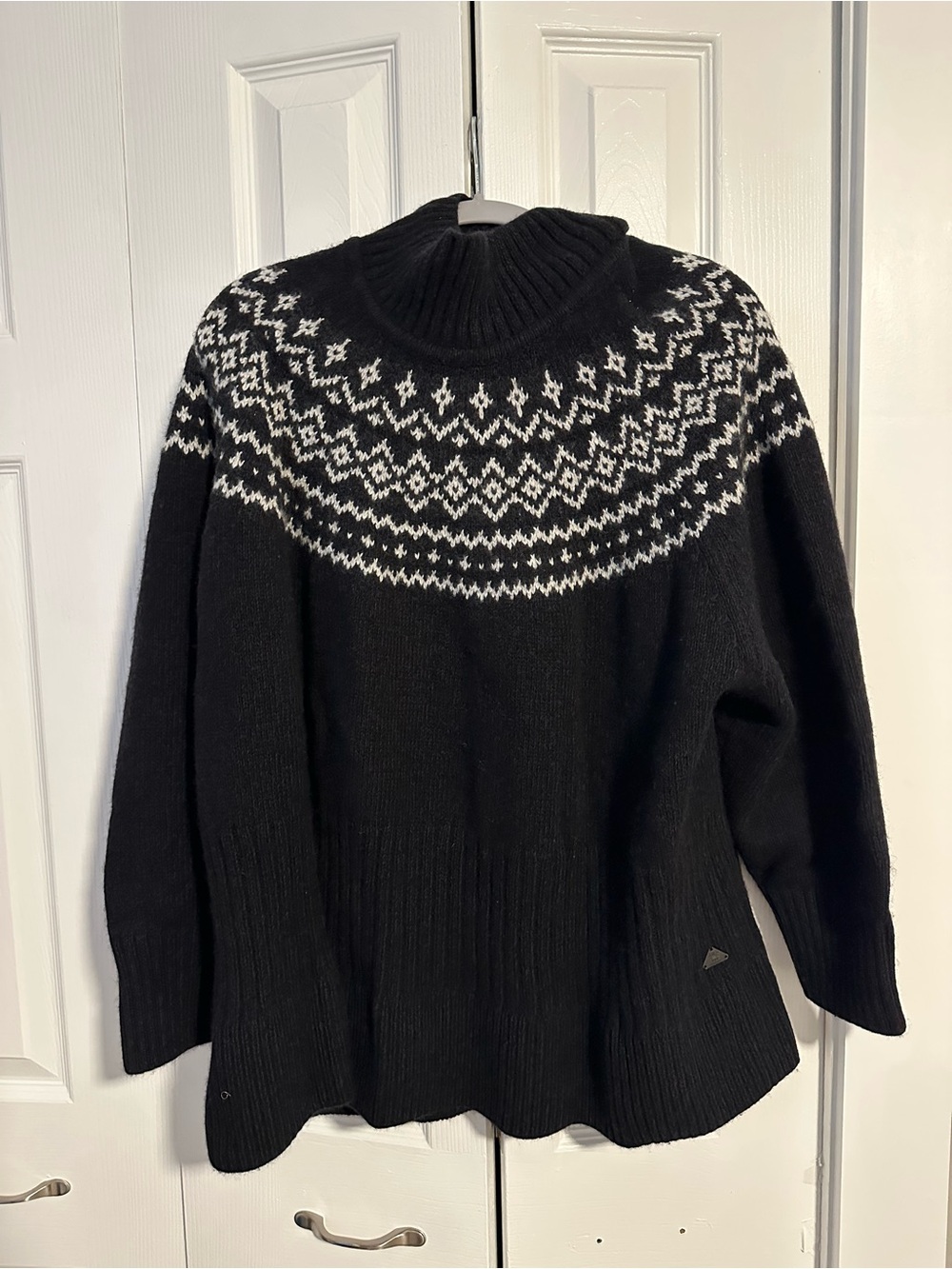 Barbour Black & White Nordic Yoke Turtleneck Sweater